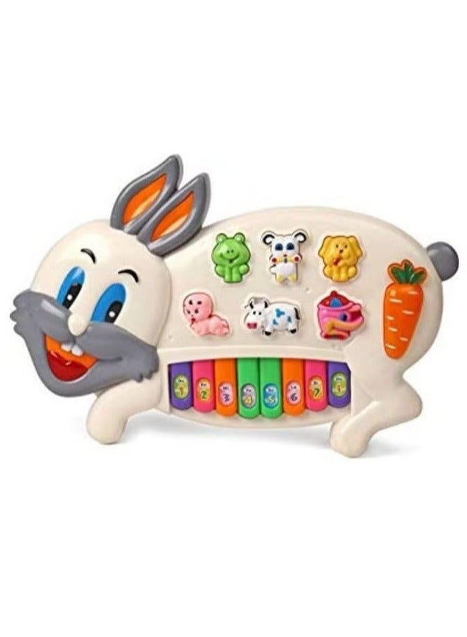 Musical Rabbit-Shaped Piano Toy with Flashing Lights - Image 1